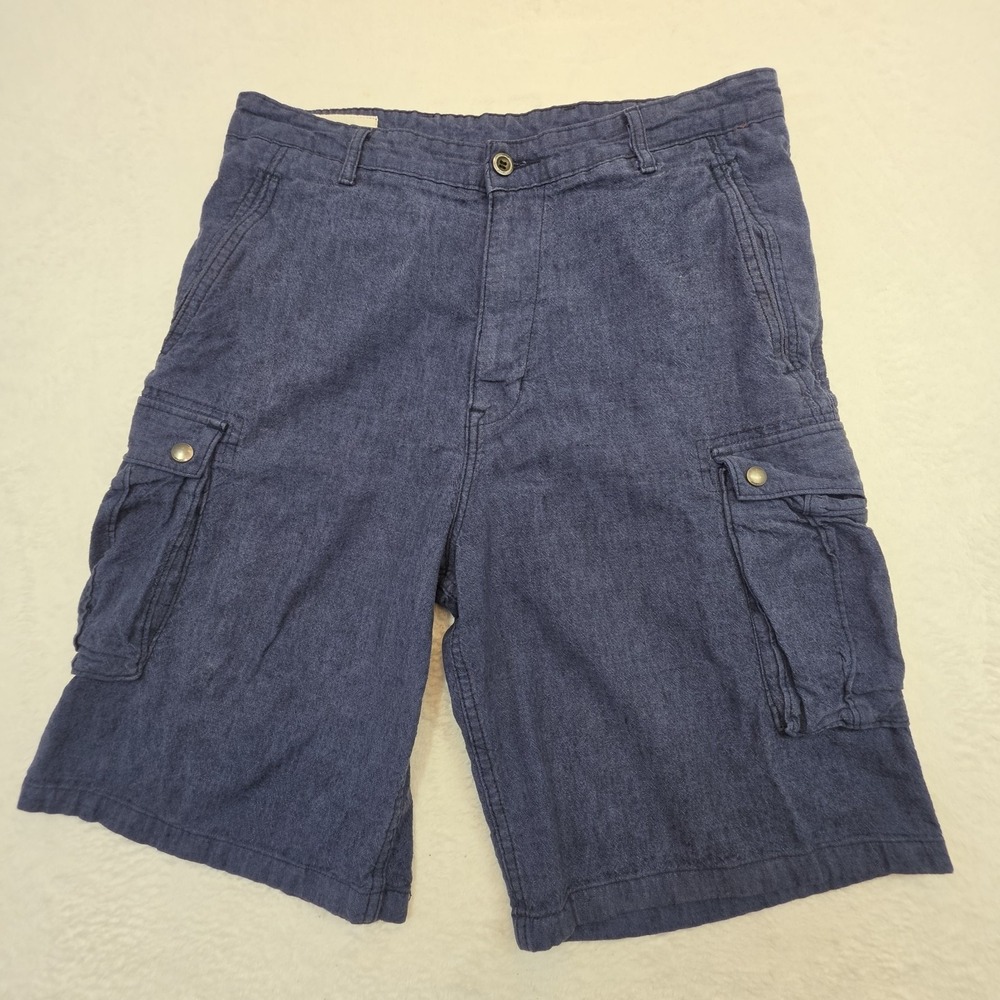 Levi Cargo Shorts Mens 33 Blue Cotton/Linen Blend 10" Inseam